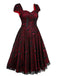 Robe trapèze en maille tête de mort rouge vin des années 1950