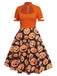 Robe trapèze citrouille d'Halloween orange des années 1950