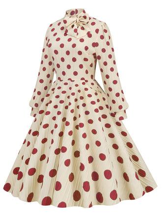 Robe trapèze Bowknot à pois des années 1950 Cocktail Chic