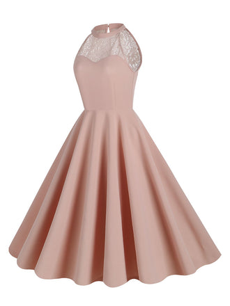 Robe plissée à licou et à lacets des années 1950