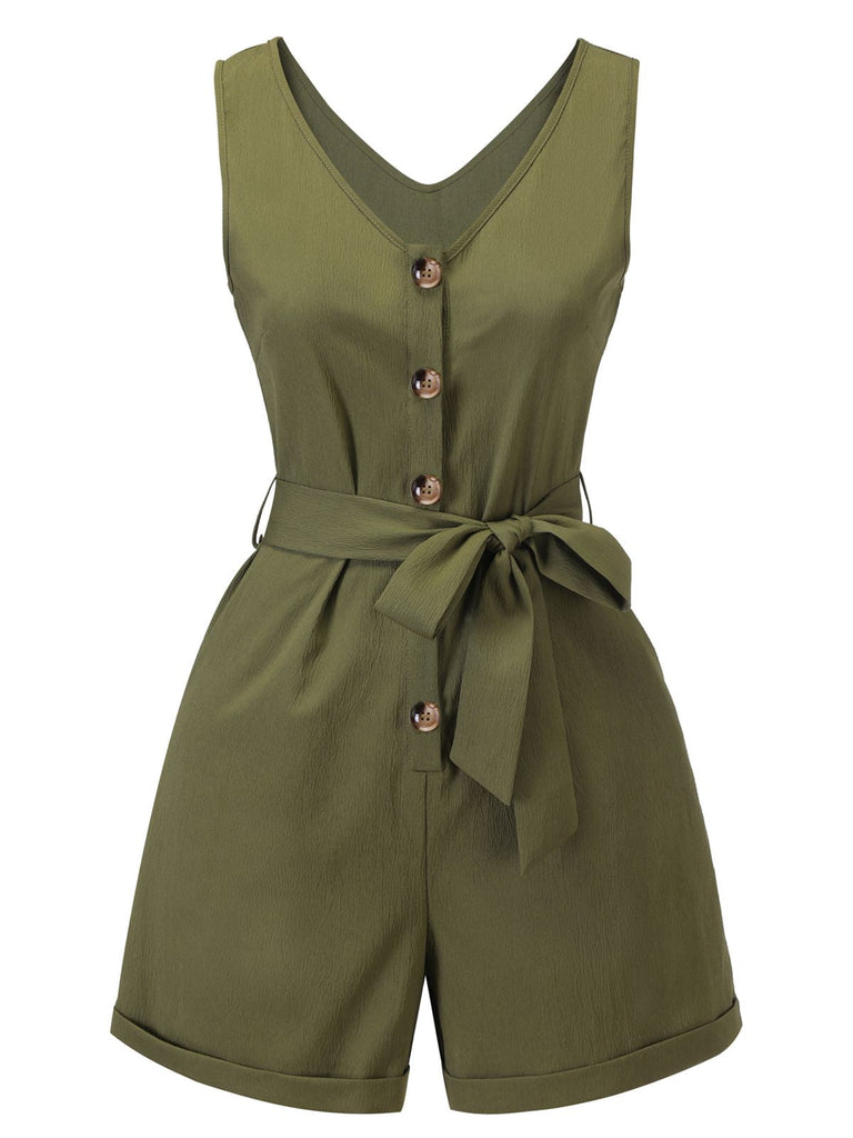 Combishort à nouer boutonnée à col en V des années 1950