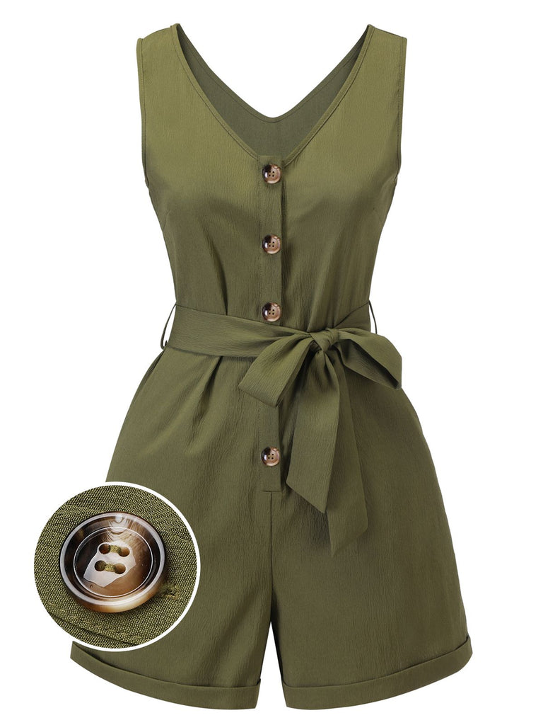 Combishort à nouer boutonnée à col en V des années 1950