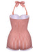 [Grande Taille] Maillot de bain une pièce rouge à carreaux avec nœud papillon