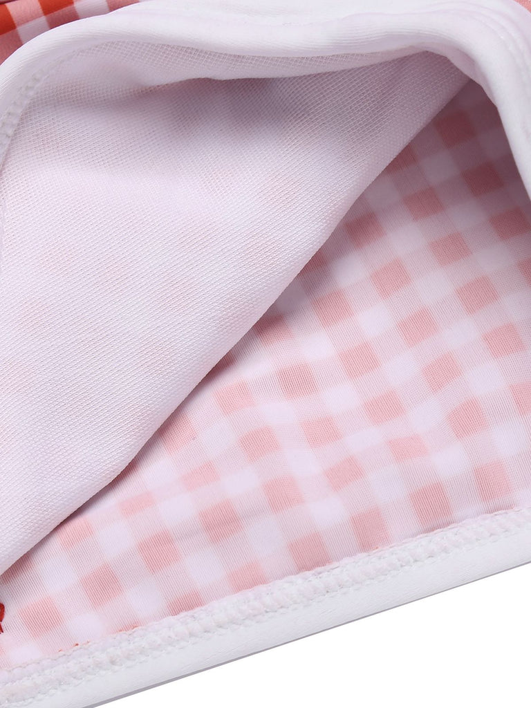 [Grande Taille] Maillot de bain une pièce rouge à carreaux avec nœud papillon