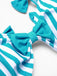 Maillot de bain Une Pièce à Rayures Bleue et Nœud Papillon