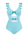 Maillot de bain Une Pièce à Rayures Bleue et Nœud Papillon