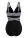 [GRANDE TAILLE] Maillot de bain une pièce patchwork rayé à lacets