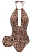 Maillot de bain marron léopard col V années 30