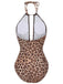Maillot de bain marron léopard col V années 30