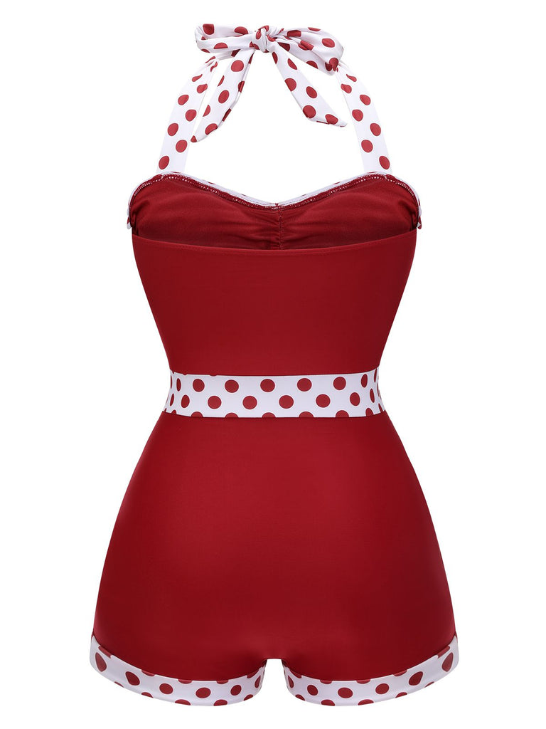 Maillot de bain une pièce noir 1940s Patchwork dos nu