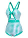 Maillot de bain une pièce vert à pois et nœud papillon années 1940