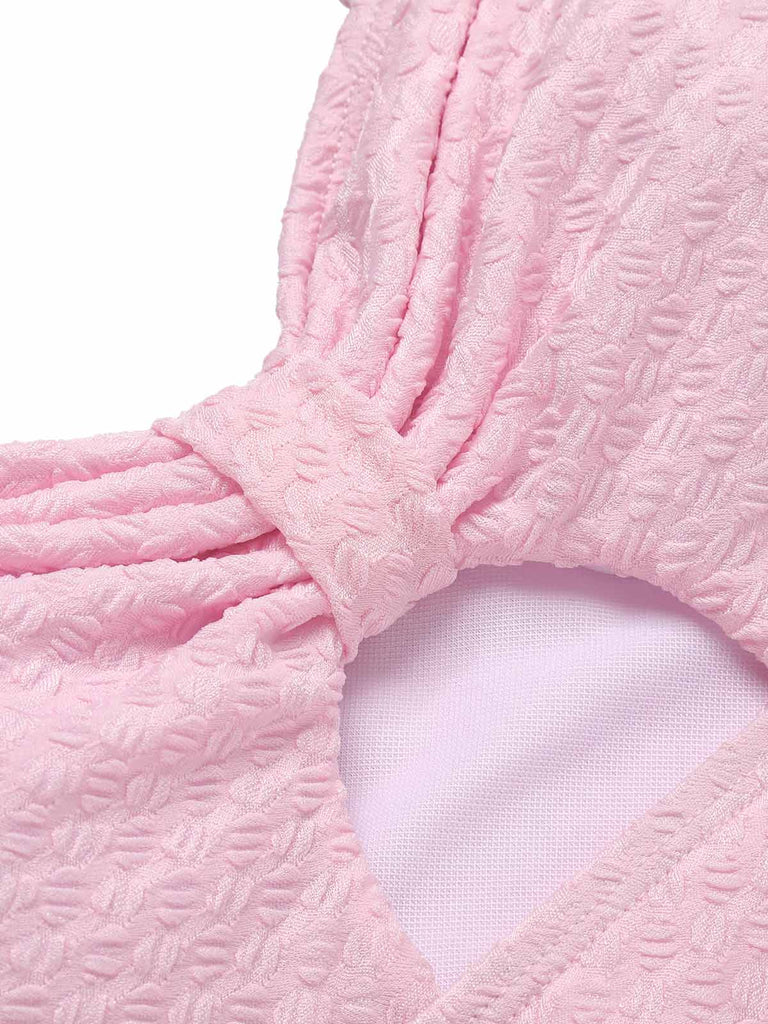 Maillot de bain froncé uni bretelles des années 1950