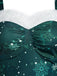 Robe de Noël Verte à Bretelles Années 50 Imprime Neige Classe et Chic