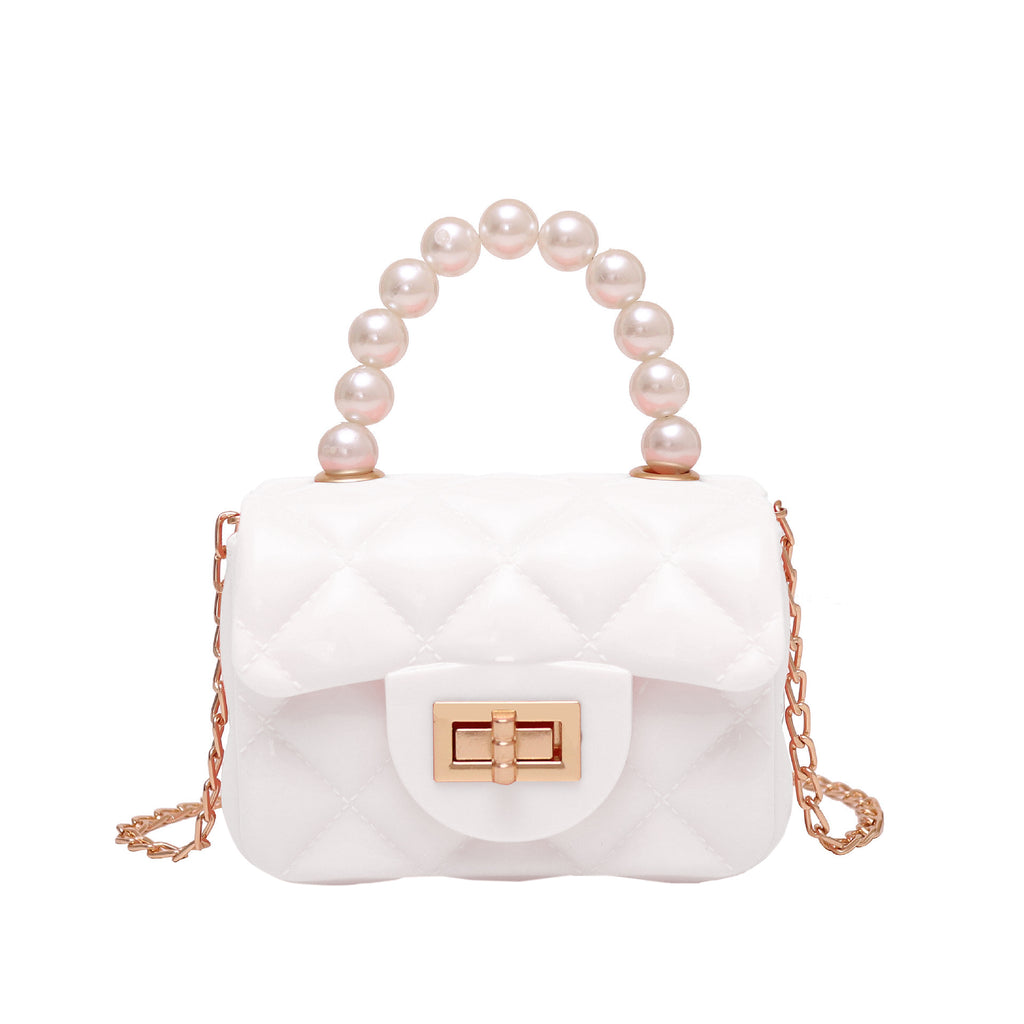 Sac à Main Rouge Vintage Carré avec Perles Chic