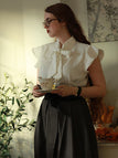 [Prévente] Robe trapèze à lacets blanche et grise 1950s Cocktail Chic