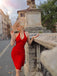 Robe Crayon Vintage Rouge Années 60 à Col Licou Chic
